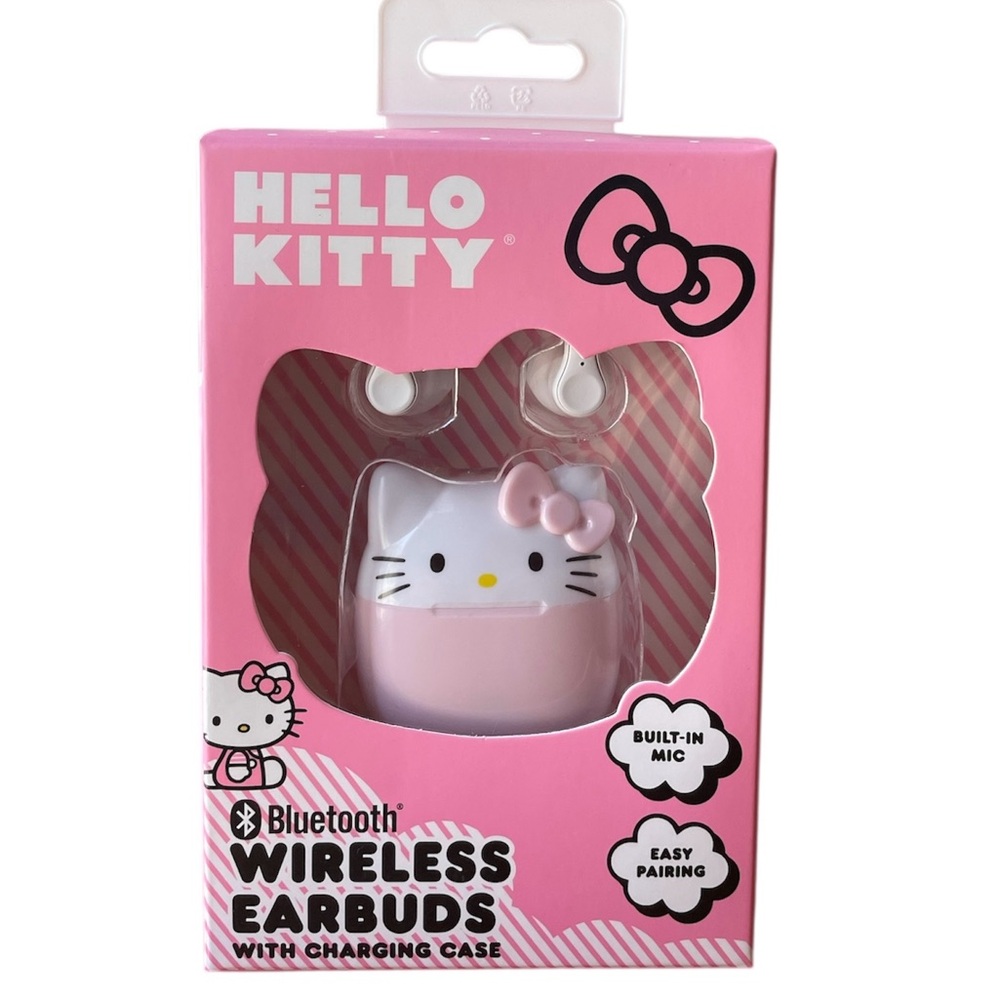 Hello Kitty Bluetooth Wireless Earbuds with Charging Case new, sealed unopened.